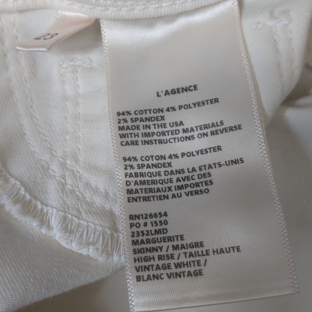 L'AGENCE Marguerite Skinny High Rise White Jeans - Picture 7 of 8